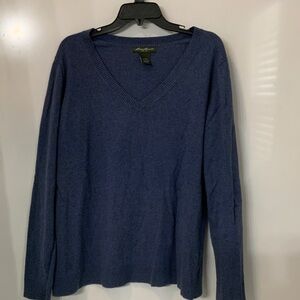 Eddie Bauer Heather Blue Sweater with 5% Cashmere